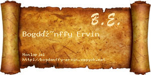 Bogdánffy Ervin névjegykártya